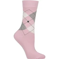 Women's 1 Pair Burlington Queen Argyle Cotton Socks Light Pink 3.5-7 Women's