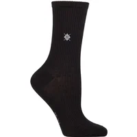Women's 1 Pair Burlington York Organic Cotton Ribbed Socks Black 3.5-7 Ladies
