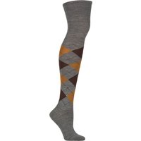 1 Pair Marylebone Argyle Wool Overknee Socks Dark Grey 3.5 7