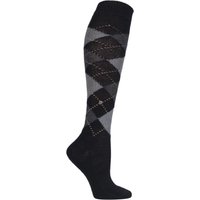 1 Pair Black Grey Light Grey Whitby Extra Soft Argyle Knee High Socks 3.5 7
