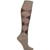 1 Pair Whitby Extra Soft Argyle Knee High Socks Light Grey 3.5 7