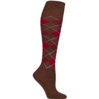 1 Pair Burlington Whitby Extra Soft Argyle Knee High Socks Hazelnut 3.5 7