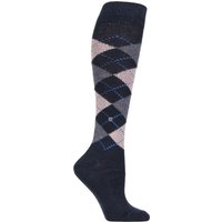 1 Pair Burlington Whitby Extra Soft Argyle Knee High Socks Dark 3.5 7