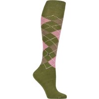 1 Pair Burlington Whitby Extra Soft Argyle Knee High Socks Oxygrun 3.5 7