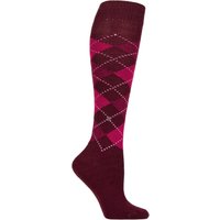 1 Pair Burlington Whitby Extra Soft Argyle Knee High Socks Phlox 3.5 7