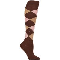 1 Pair Burlington Marylebone Argyle Wool Knee High Socks Hazelnut 3.5 7