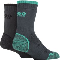2 Pair Single Layer Walking Socks Emerald Charcoal 9 11.5