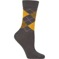 1 Pair Whitby Extra Soft Argyle Socks Grey 3.5 7
