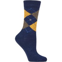 1 Pair Burlington Whitby Extra Soft Argyle Socks Eventide 3.5 7