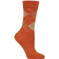 1 Pair Burlington Whitby Extra Soft Argyle Socks Pumpkin 3.5 7