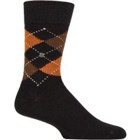 Burlington Preston Argyle Socks Black/Orange