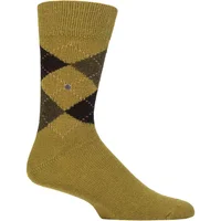 Mens 1 Pair Burlington Preston Extra Soft Feeling Argyle Socks Green / Black 6.5-11 Mens