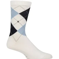 Mens 1 Pair Burlington Court Ribbed Argyle Cotton Sports Socks White 6.5-11 Mens