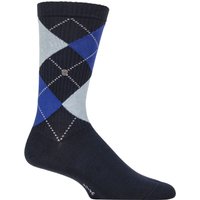 1 Pair Burlington Court Ribbed Argyle Cotton Sports Socks Marine 6.5 11