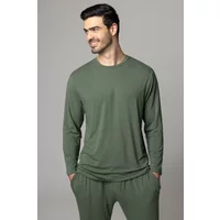 Mens 1 Pack Lazy Panda Bamboo Loungewear Selection Long Sleeved Top Olive Green Medium
