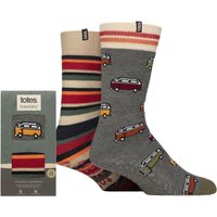 2 Pair Original Plain Patterned Slipper Socks Campervan 7 12