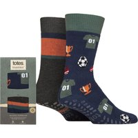 2 Pair Original Plain Patterned Slipper Socks Football 7 12