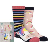 2 Pair Tots Originals Novelty Slipper Socks Unicorn