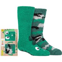 2 Pair Super Soft Slipper Socks Dinosaur Camo