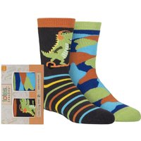 2 Pair Tots Originals Novelty Slipper Socks Dinosaur