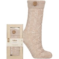 1 Pair Cable Knit Slipper Socks Biscuit 4 8