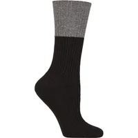 Women's 1 Pair Falke Cosy Wool Special Edition Striped Cuff Socks Black 2.5-5 Women's