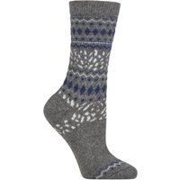 1 Pair Falke Cosy Wool Special Edition Classic Norwegian Patterned Socks Light Grey Melange 2.5 5