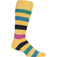 1 Pair Marigold / Multi of London Bold Broad Stripe Cotton Socks Men's 7-11 Mens - SOCKSHOP of London