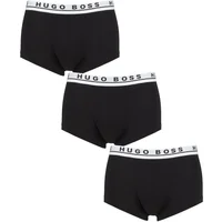Mens 3 Pack BOSS Plain Cotton Stretch Trunks Black Logo Extra Large