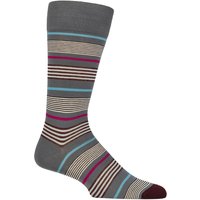 1 Pair Pantherella Wyatt Multi Stripe Cotton Socks Steel 10 12