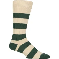 Mens 1 Pair Pantherella Selsey Striped Ribbed Leisure Socks Vintage White 7.5-9.5 Mens