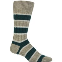 1 Pair Stalbridge 85% Cashmere Striped Ribbed Socks Moss 10 12