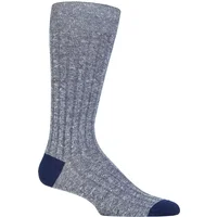 Mens 1 Pair Pantherella Hamada Cotton and Linen Blend Socks Indigo 7.5-9.5 Mens
