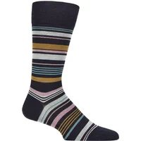 Men's 1 Pair Pantherella Hamnet Multi Stripe Merino Wool Socks Navy 7.5-9.5 Mens