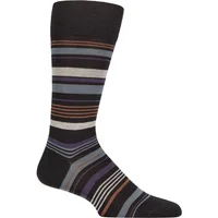 Men's 1 Pair Pantherella Hamnet Multi Stripe Merino Wool Socks Black 7.5-9.5 Mens