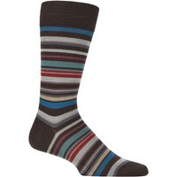 1 Pair Quakers Merino Wool Striped Socks Chocolate 7.5 9.5