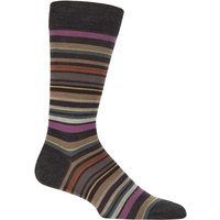 1 Pair Quakers Merino Wool Striped Socks Charcoal 7.5 9.5