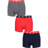 Mens 3 Pack CR7 Cotton Trunks Grey/Red/Navy Small