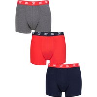 3 Pack Cotton Trunks Grey Red Navy XX Large