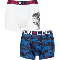 2 Pack Cotton Boxer Shorts Solid White Print