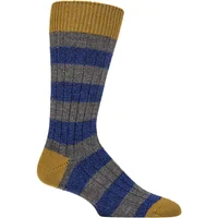 Men's 1 Pair Pantherella Barton Merino Wool Twist Stripe Leisure Socks Mid Grey 7.5-9.5 Mens