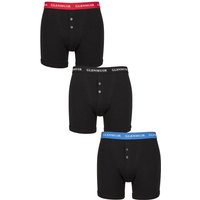 3 Pack William Button Front Cotton Boxer Shorts Contrast S