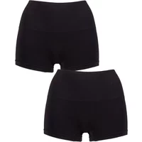 Women's 2 Pack Ambra Seamless Smoothies Shorties Black 10-12 UK