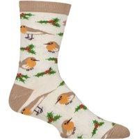 1 Pair Fair Trade Christmas Bamboo Socks Robins 12
