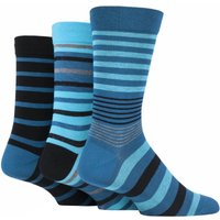 3 Pair Big City Comfort Cuff Gentle Bamboo Striped Plain Socks Smooth Toe Seams 12 14