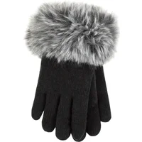Womens 1 Pair SOCKSHOP Heat Holders Hollis Faux Fur Gloves Black M/L