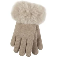 Womens 1 Pair SOCKSHOP Heat Holders Hollis Faux Fur Gloves Oat M/L