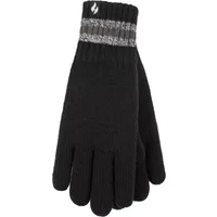 Mens 1 Pack SOCKSHOP Heat Holders Cedar Stripe Cuff Gloves Black L/XL