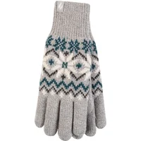 Women's 1 Pack SOCKSHOP Heat Holders Avens Patterned Gloves Light Grey S/M