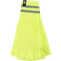 Mens 1 Pair SOCKSHOP Heat Holders 3.2 TOG Workforce Fingerless Gloves Bright Yellow One Size